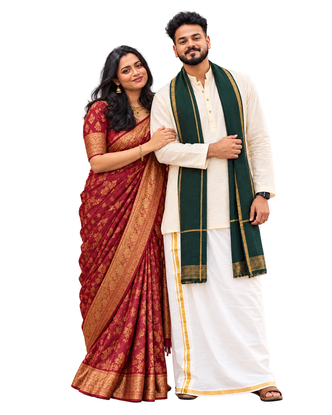 AI-created wedding portrait of Shijith and Sreelakshmi in traditional clothing