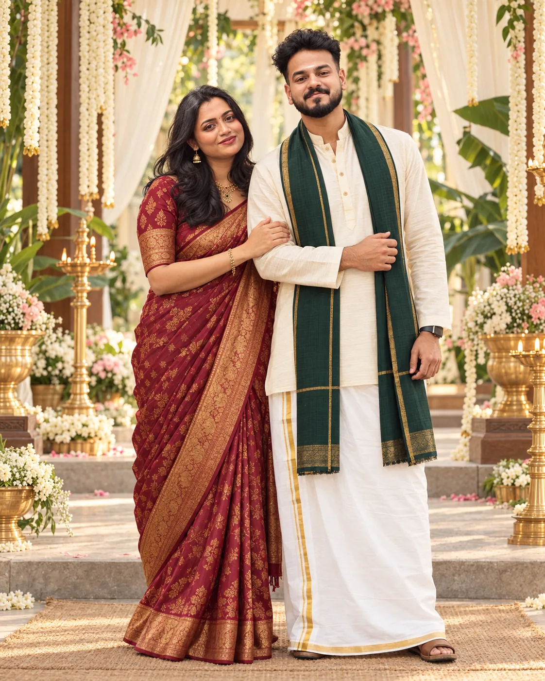 AI-created wedding portrait of Shijith and Sreelakshmi